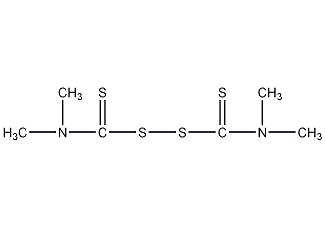 Structural formula of tetramethylthiuram disulfide