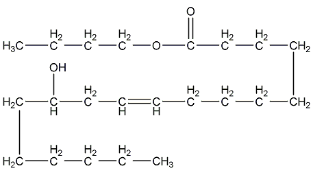Structural formula of butyl ricinoleate