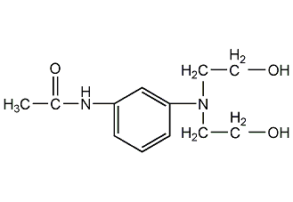 3-(N,N-dihydroxyethyl)aminoacetanilide structural formula