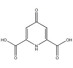 4-Hydroxypyridine-2,6-dicarboxylic acid structural formula