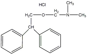 Structural formula of diphenhydramine hydrochloride