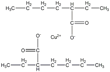 Structural formula of copper diethylhexanoate