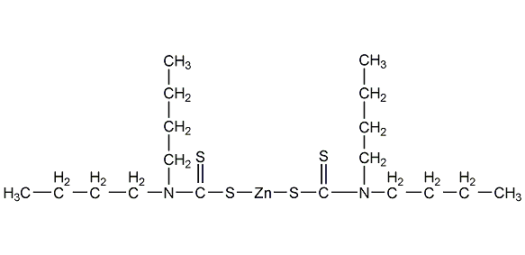 Zinc dibutyldithiocarbamate structural formula