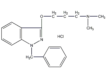 Structural formula of benzydamine hydrochloride