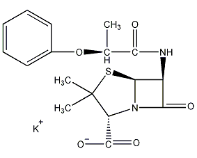 Structural formula of phenoxyethyl penicillin potassium