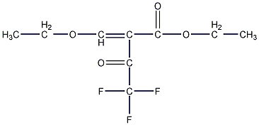 Ethyl 2-(ethoxymethylene)-4,4,4-trifluoroacetoacetate  Ester structural formula
